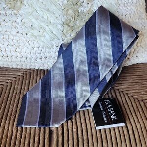 Jos A. Banks signature collection, blue/gray-silver, stripped, silk tie, long